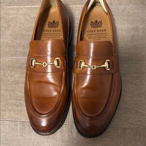 Cole Haan Brown Leather Loafers with Horsebit Detail